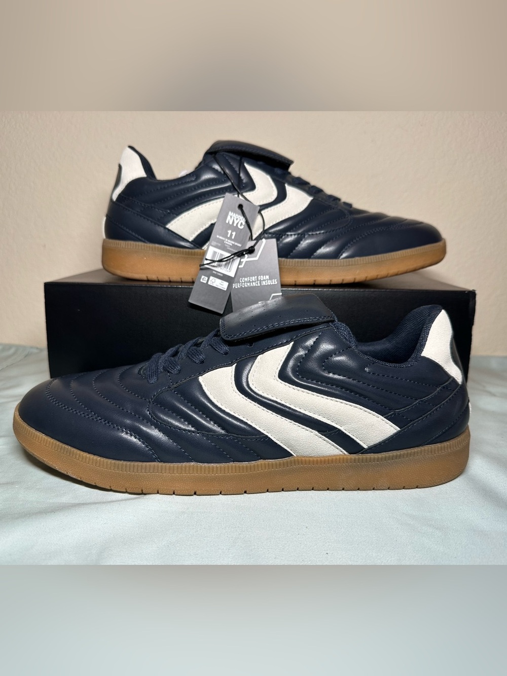 Men's Navy and White Indoor-Style Casual Sneakers
